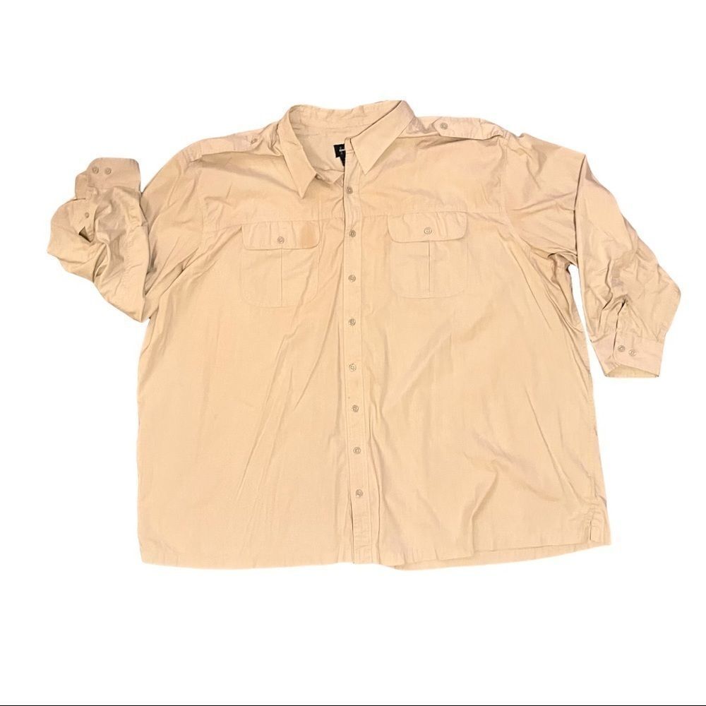 Harbor Bay Tan Button Down Long Sleeve Shirt Size 5XL